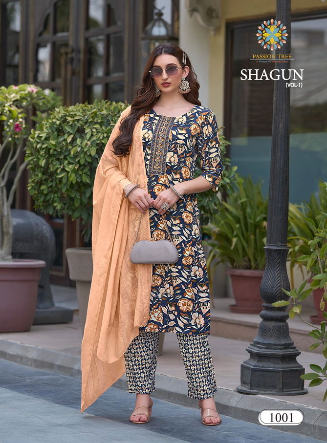 Shagun Vol 1 By Passion Tree Foil Printed Kurti With Bottom Dupatta Wholesale Shop In Surat